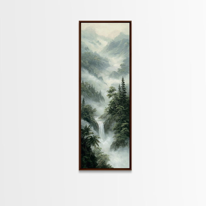 Tropical Jungle Waterfall Canvas Print, Landscape Art, Digital Prints, Living Room Decor, Fine Art, Horizon, Farmhouse Decor, LAN-1x3-28