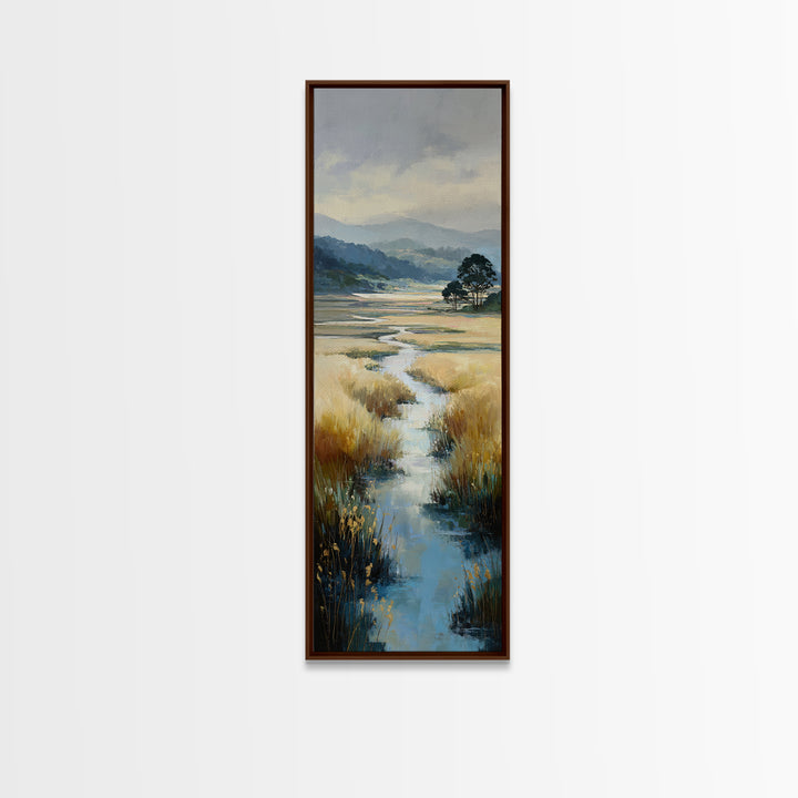 Winding River Through Golden Fields Canvas Print, Landscape Art, Gallery Decor, Living Room Decor, Fine Art, Horizon, LAN-1x3-38
