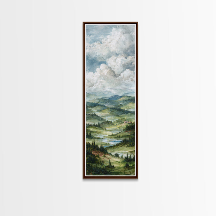 Rolling Green Hills Canvas Print, Landscape Art, Neutral Decor, Living Room Decor, Oil Painting, Horizon, Home Decor, LAN-1x3-42