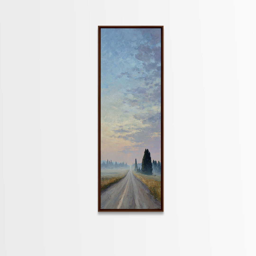 Old Country Road Canvas Print, Landscape Art, Farmhouse Decor, Living Room Decor, Fine Art, Horizon, Floral Wall Art, LAN-1x3-56