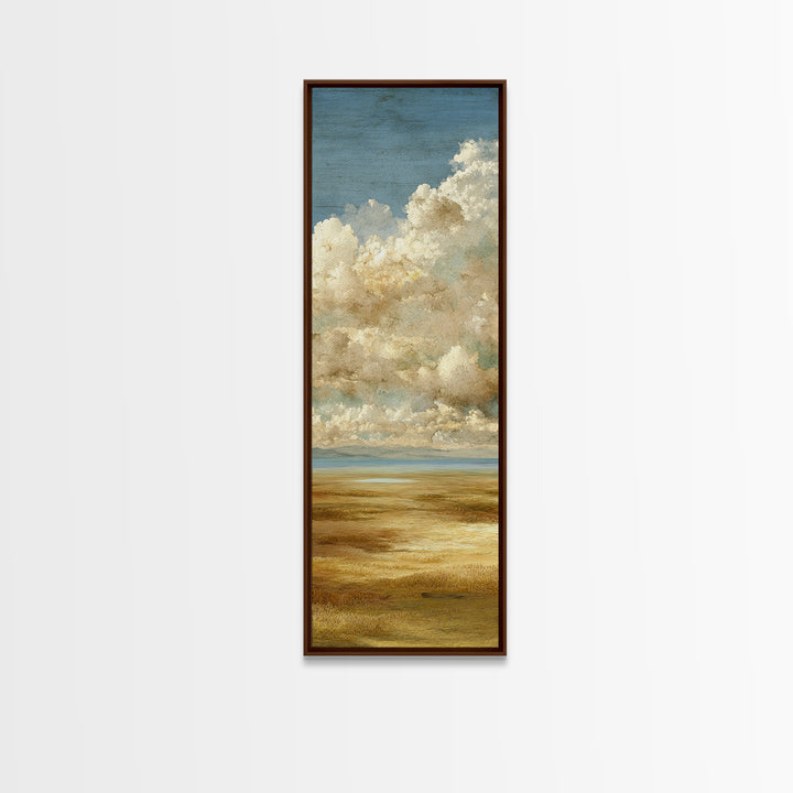 Golden Wheat Field Beneath Huge Clouds Canvas Print, Landscape Art, Original Art, Living Room Decor, Fine Art, Horizon, LAN-1x3-60