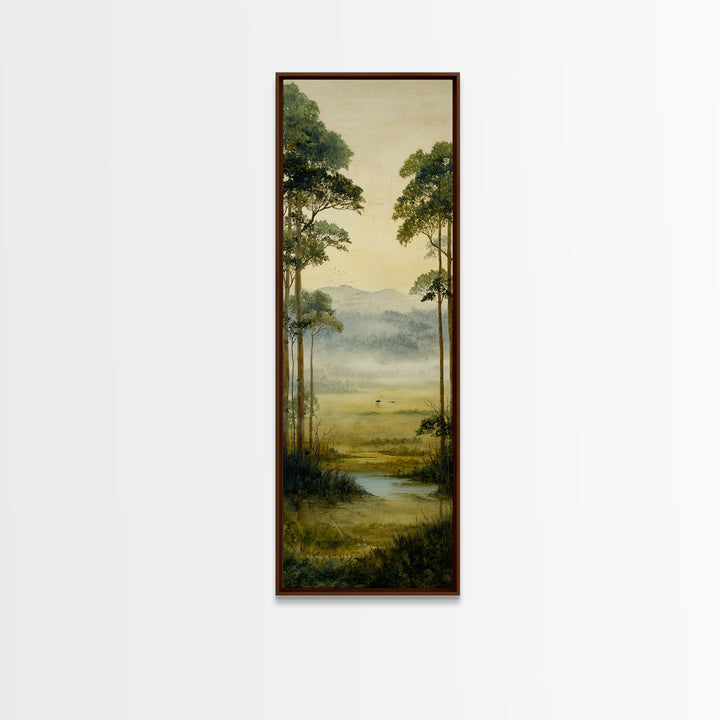 Misty Cypress Swamp Canvas Print, Landscape Art, Boho Decor, Living Room Decor, Fine Art, Horizon, Art Prints, Digital Art, LAN-1x3-82