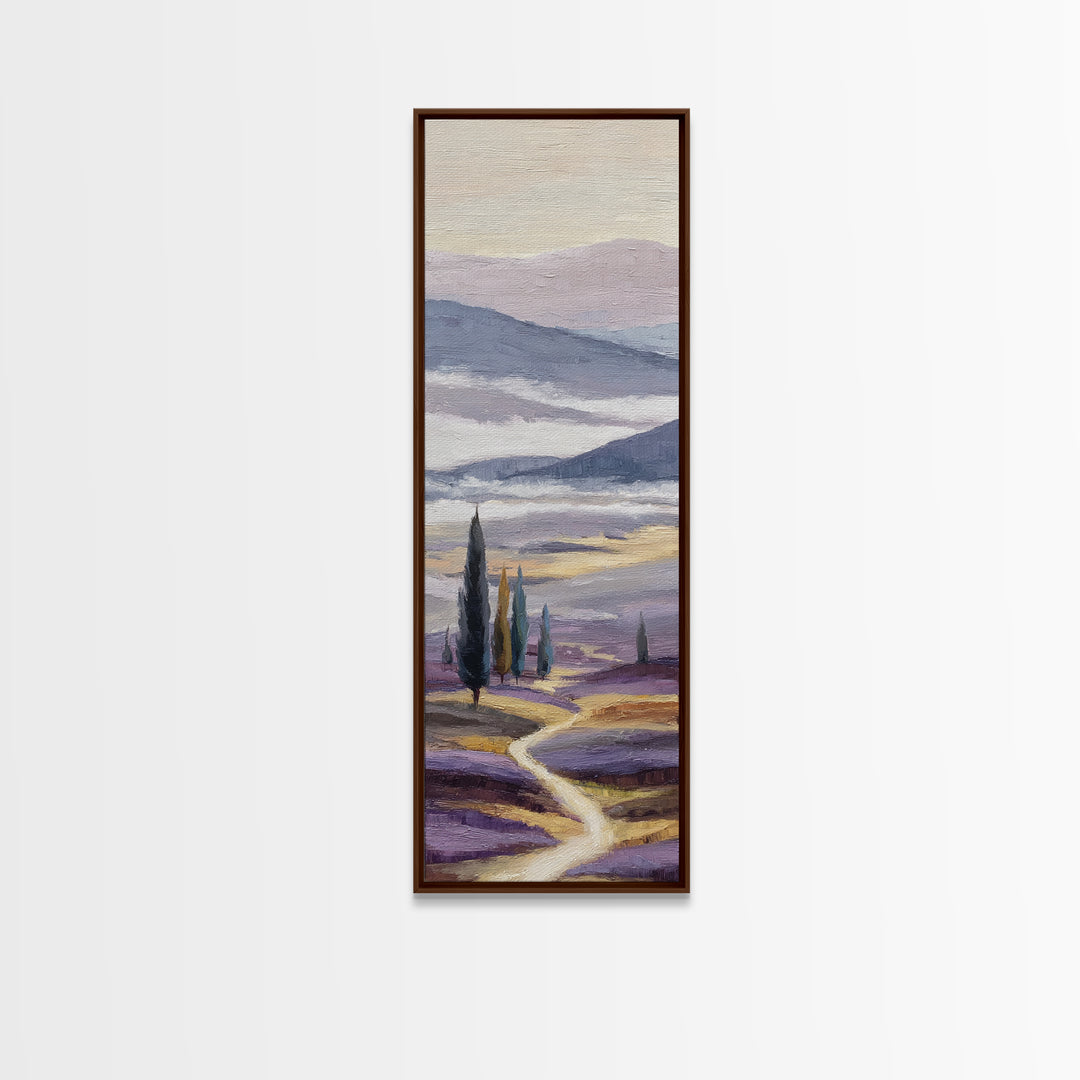 Lavender Field Leading to Distant Hills Canvas Print, Landscape Art, Room Decor, Living Room Decor, Fine Art, Horizon, LAN-1x3-94