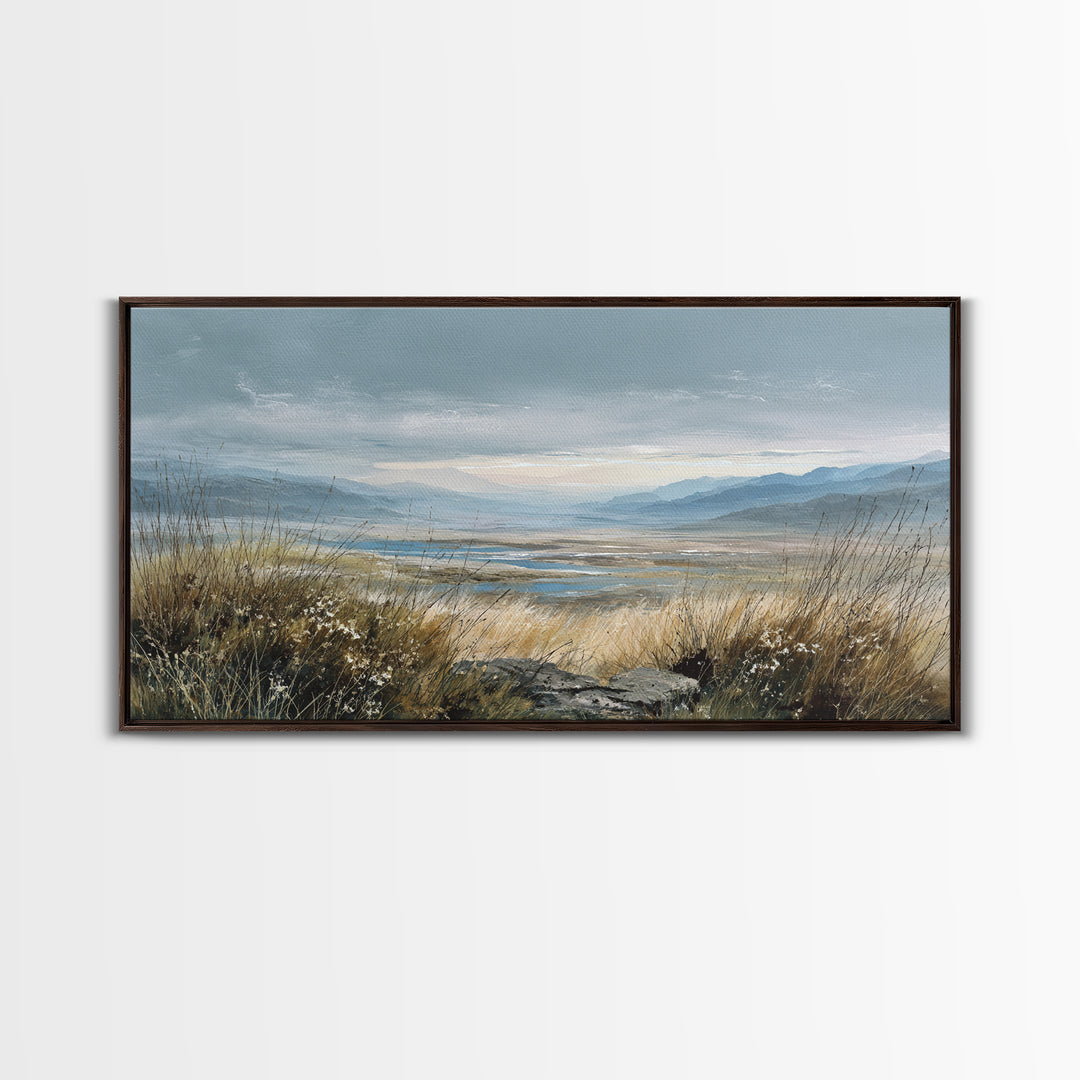 Rocky Scottish Highland Framed Canvas Print, Landscape Art, Art Prints, Living Room Decor, Fine Art, Horizon, Abstract Wall Art, LAN-2x1-13