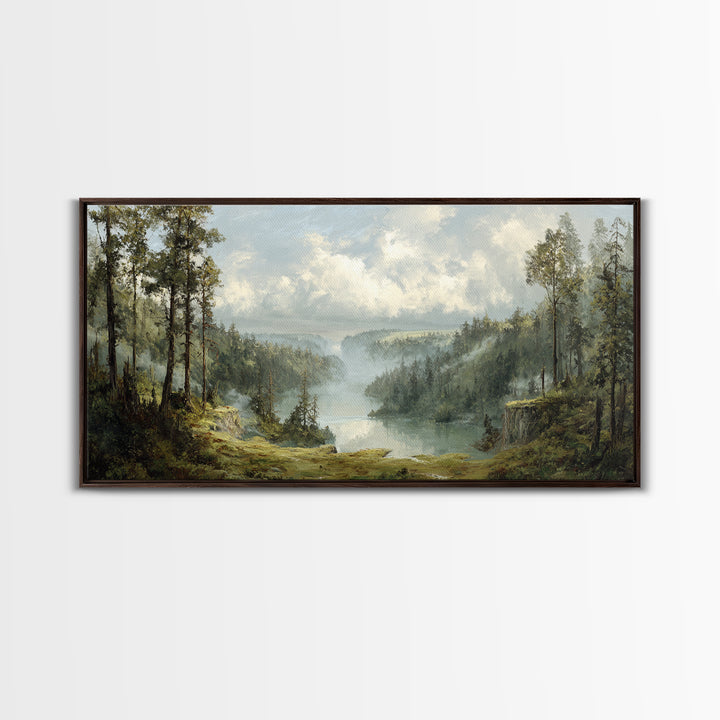 Waterfall Hidden in Dense Forest Canvas Print, Landscape Art, Wall Art, Living Room Decor, Fine Art, Horizon, Framed Wall Art, LAN-2x1-32