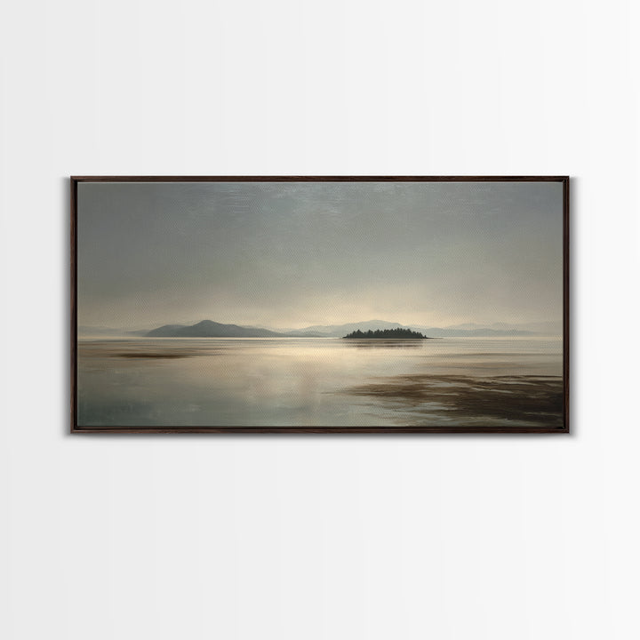Volcanic Black Beach Framed Canvas Print, Landscape Art, Contemporary Art, Living Room Decor, Fine Art, Horizon, Original Art, LAN-2x1-34