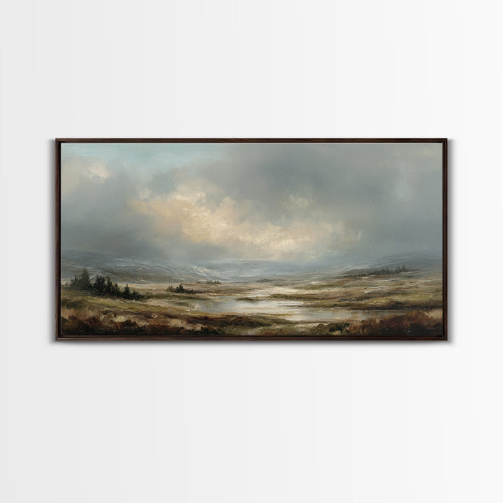 Rocky Scottish Highland Framed Canvas Print, Landscape Art, Art Prints, Living Room Decor, Fine Art, Horizon, Abstract Wall Art, LAN-2x1-37