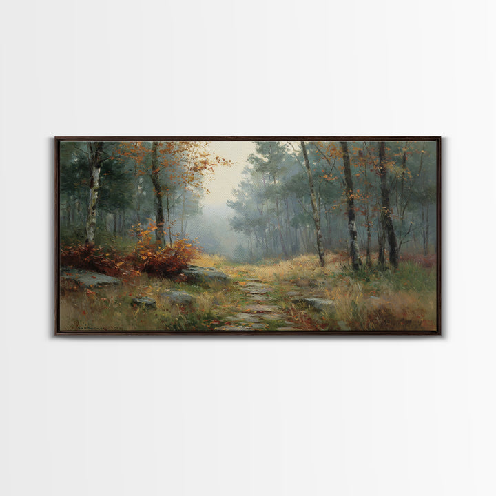 Autumn Forest Path Canvas Print, Landscape Art, Digital Print, Living Room Decor, Fine Art, Horizon, Living Room Wall Art, LAN-2x1-53