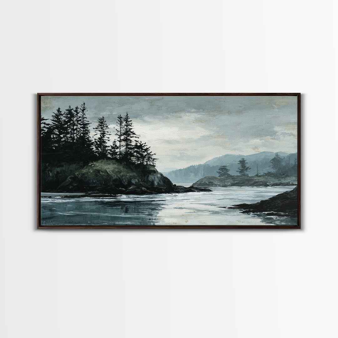 Volcanic Black Beach Canvas Print, Landscape Art, Art Prints, Living Room Decor, Fine Art, Horizon, Abstract Wall Art, LAN-2x1-58
