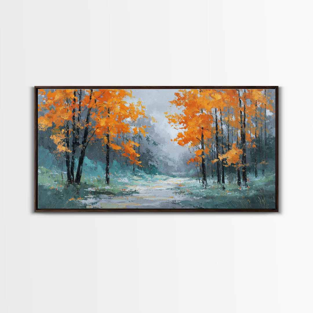 Autumn Forest Path Canvas Print, Landscape Art, Digital Print, Living Room Decor, Fine Art, Horizon, Living Room Wall Art, LAN-2x1-77