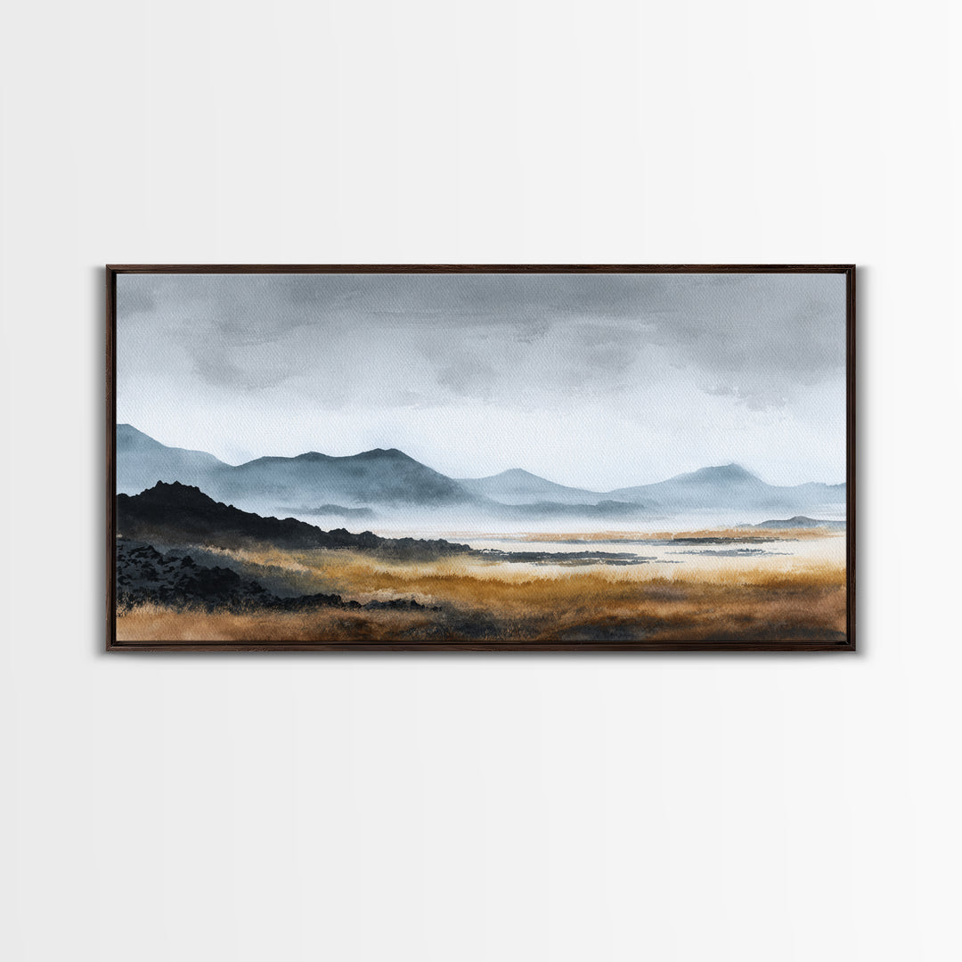 Volcanic Black Beach Canvas Print, Landscape Art, Art Prints, Living Room Decor, Fine Art, Horizon, Abstract Wall Art, LAN-2x1-82