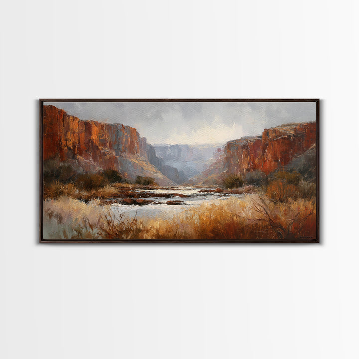 Red Canyon Walls Framed Canvas Print, Landscape Art, Boho Wall Art, Living Room Decor, Fine Art, Horizon, Neutral Decor, LAN-2x1-97