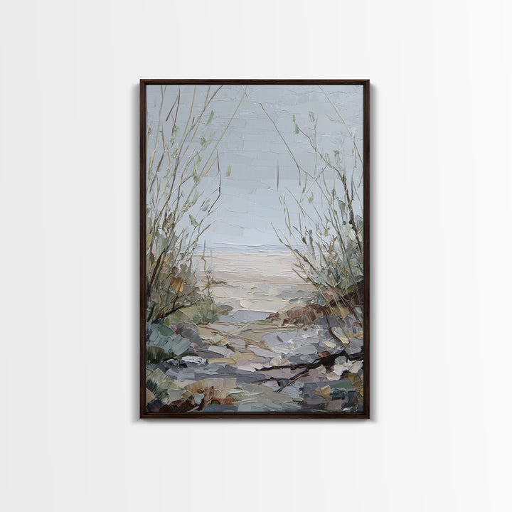 Desert Dunes under Pale Moon Framed Canvas Print, Landscape Art, Contemporary Art, Living Room Decor, Fine Art, Horizon, LAN-2x3-19