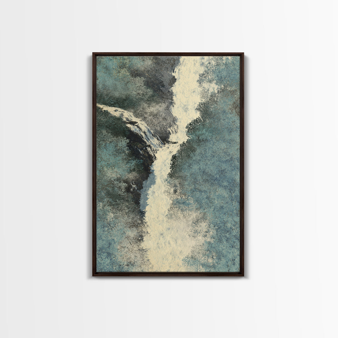 Tropical Jungle Waterfall Framed Canvas Print, Landscape Art, Modern Decor, Living Room Decor, Fine Art, Horizon, Wall Decor, LAN-2x3-24
