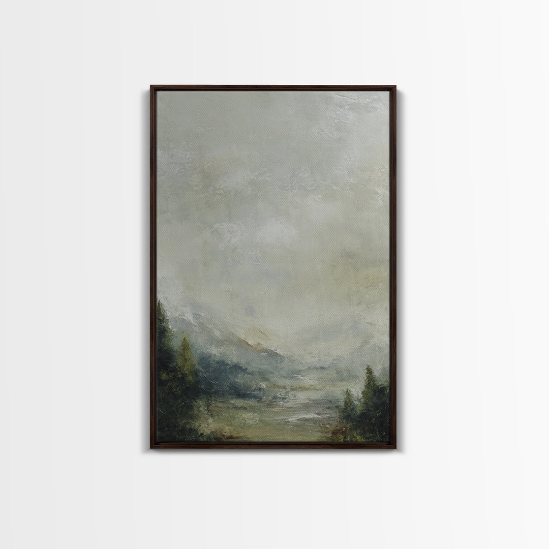 Rocky Scottish Highland Framed Canvas Print, Landscape Art, Printable Wall Art, Living Room Decor, Oil Painting, Horizon, LAN-2x3-25