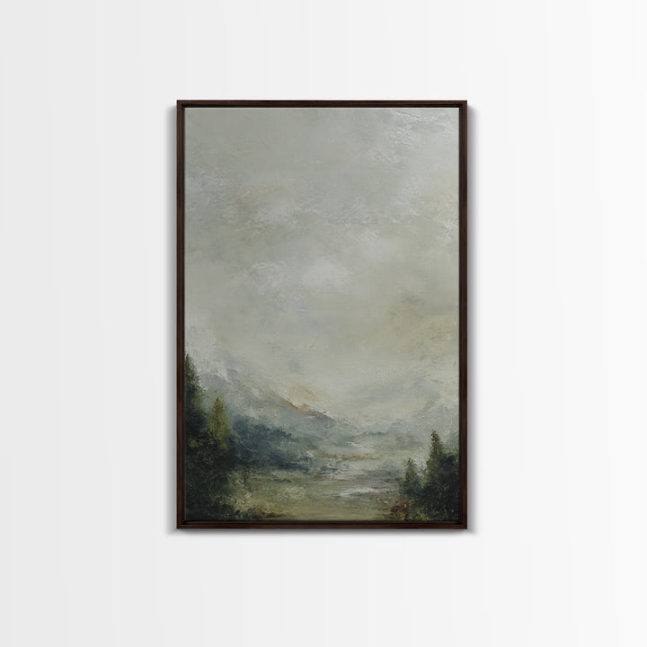 Rocky Scottish Highland Framed Canvas Print, Landscape Art, Printable Wall Art, Living Room Decor, Oil Painting, Horizon, LAN-2x3-25