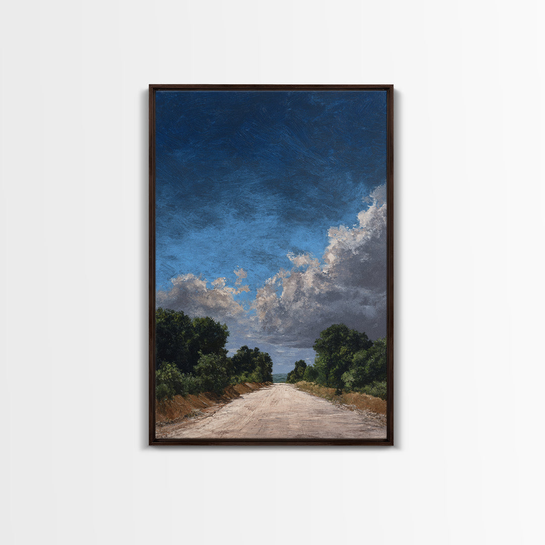 Old Country Road Framed Canvas Print, Landscape Art, Wall Decor, Living Room Decor, Fine Art, Horizon, Digital Print, LAN-2x3-52