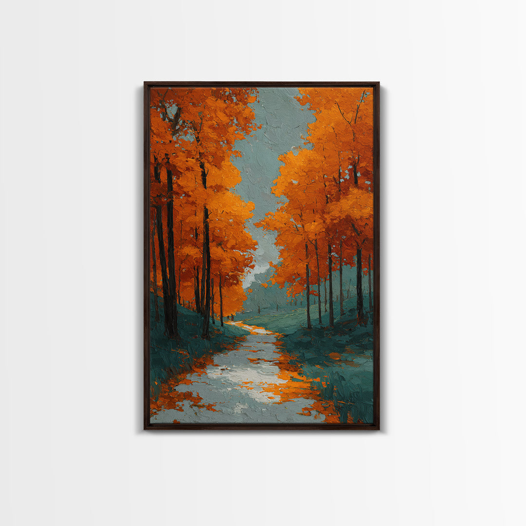 Autumn Forest Path Canvas Print, Landscape Art, Living Room Decor, Oil Painting, Horizon, Modern Art, Gallery Decor, LAN-2x3-65