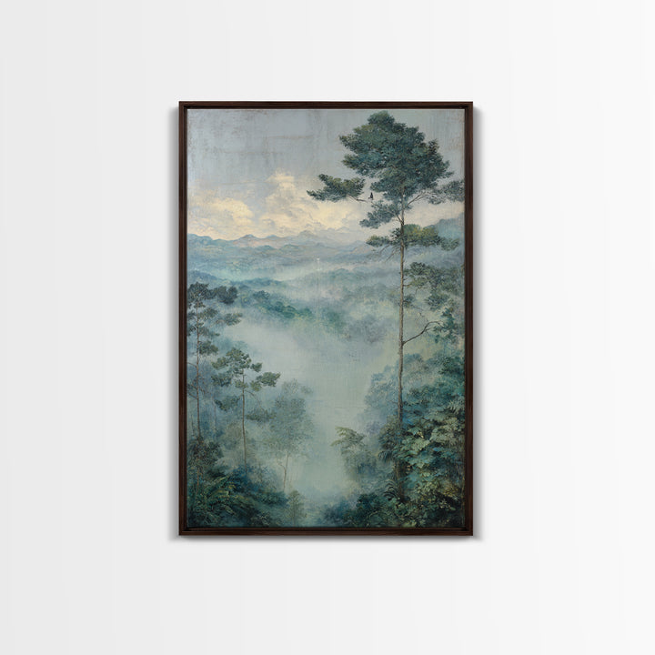 Tropical Jungle Waterfall Canvas Print, Landscape Art, Digital Art, Living Room Decor, Fine Art, Horizon, Boho Wall Art, LAN-2x3-72