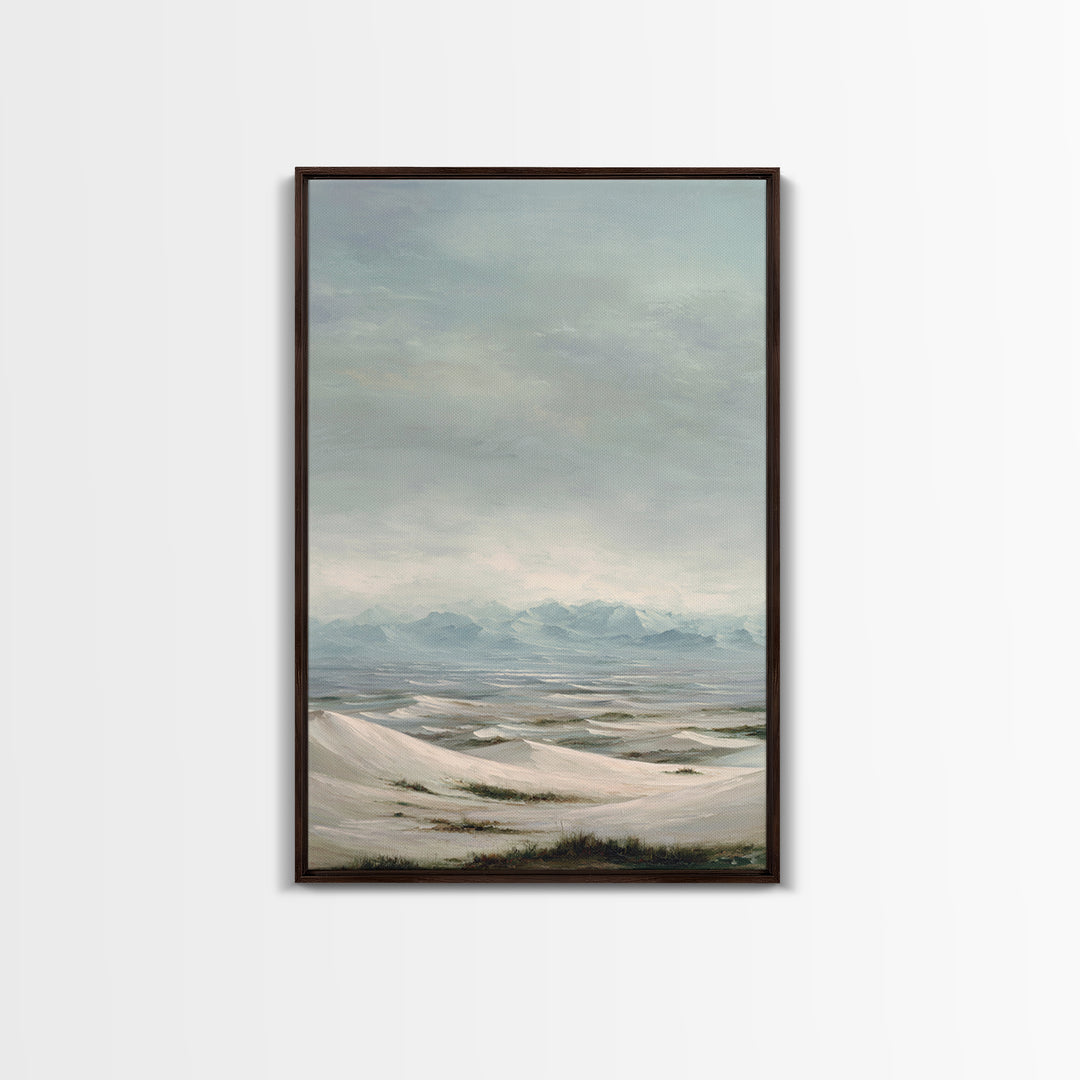 Desert Dunes under Pale Moon Canvas Print, Landscape Art, Set of 3 Prints, Living Room Decor, Fine Art, Horizon, LAN-2x3-91