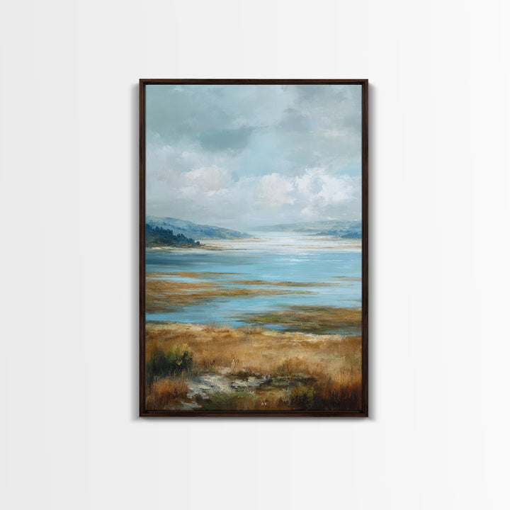 Fjord Landscape with Icy Blue Water Canvas Print, Landscape Art, Floral Wall Art, Living Room Decor, Fine Art, Horizon, LAN-2x3-95