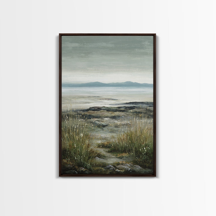 Rocky Scottish Highland Framed Canvas Print, Landscape Art, Boho Wall Art, Living Room Decor, Fine Art, Horizon, Neutral Decor, LAN-2x3-97