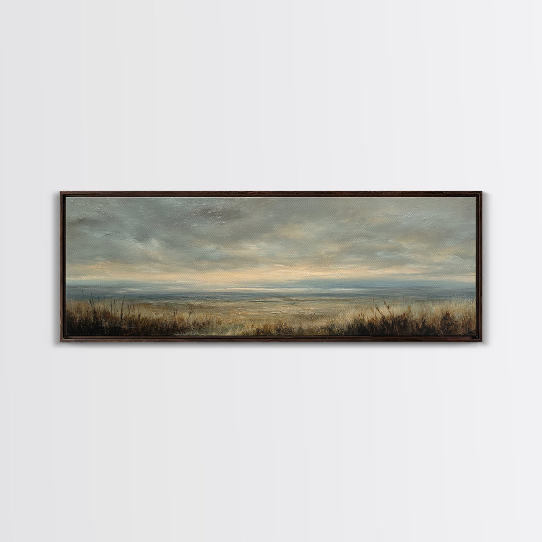 Storm Clouds over an Open Prairie Canvas Print, Landscape Art, Luxury Decor, Living Room Decor, Fine Art, Horizon, Digital Art, LAN-3x1-19