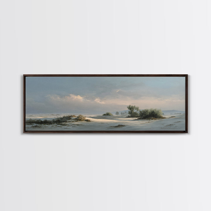 Desert Dunes under Pale Moon Canvas Print, Landscape Art, Fine Art Print, Living Room Decor, Fine Art, Horizon, Digital Prints, LAN-3x1-3