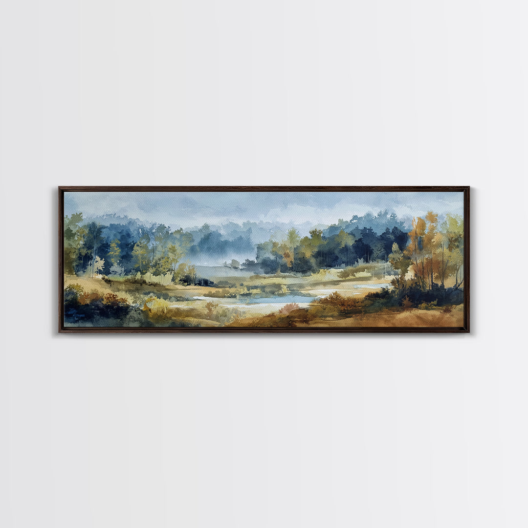 Waterfall Hidden in Dense Forest Canvas Print, Landscape Art, Wall Art Print, Living Room Decor, Fine Art, Horizon, Boho Decor, LAN-3x1-4