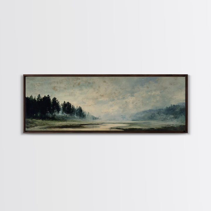 Old Country Road Framed Canvas Print, Landscape Art, Art Prints, Living Room Decor, Fine Art, Horizon, Abstract Wall Art, LAN-3x1-84