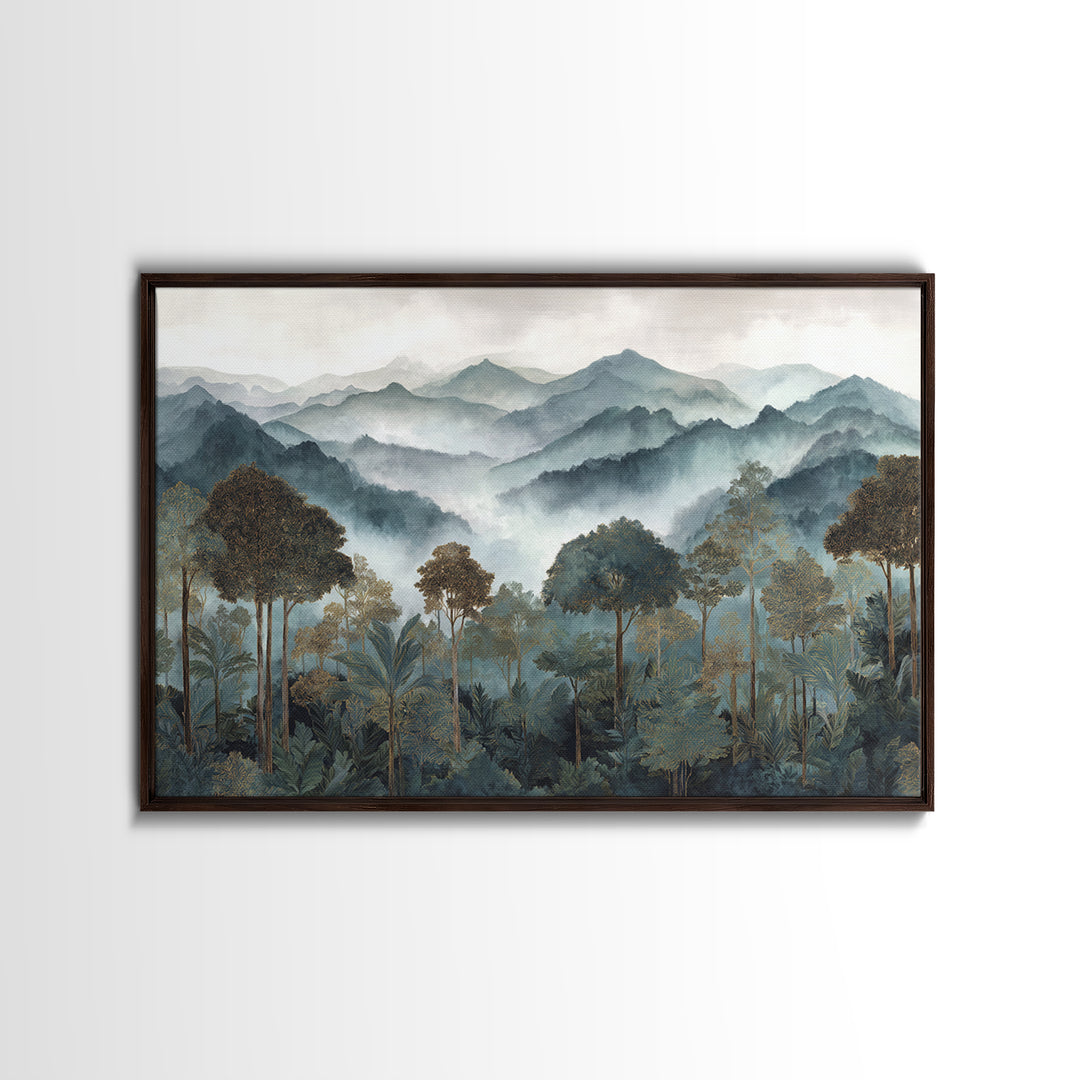 Tropical Jungle Waterfall Canvas Print, Landscape Art, Minimalist Decor, Living Room Decor, Oil Painting, Horizon, LAN-3x2-68