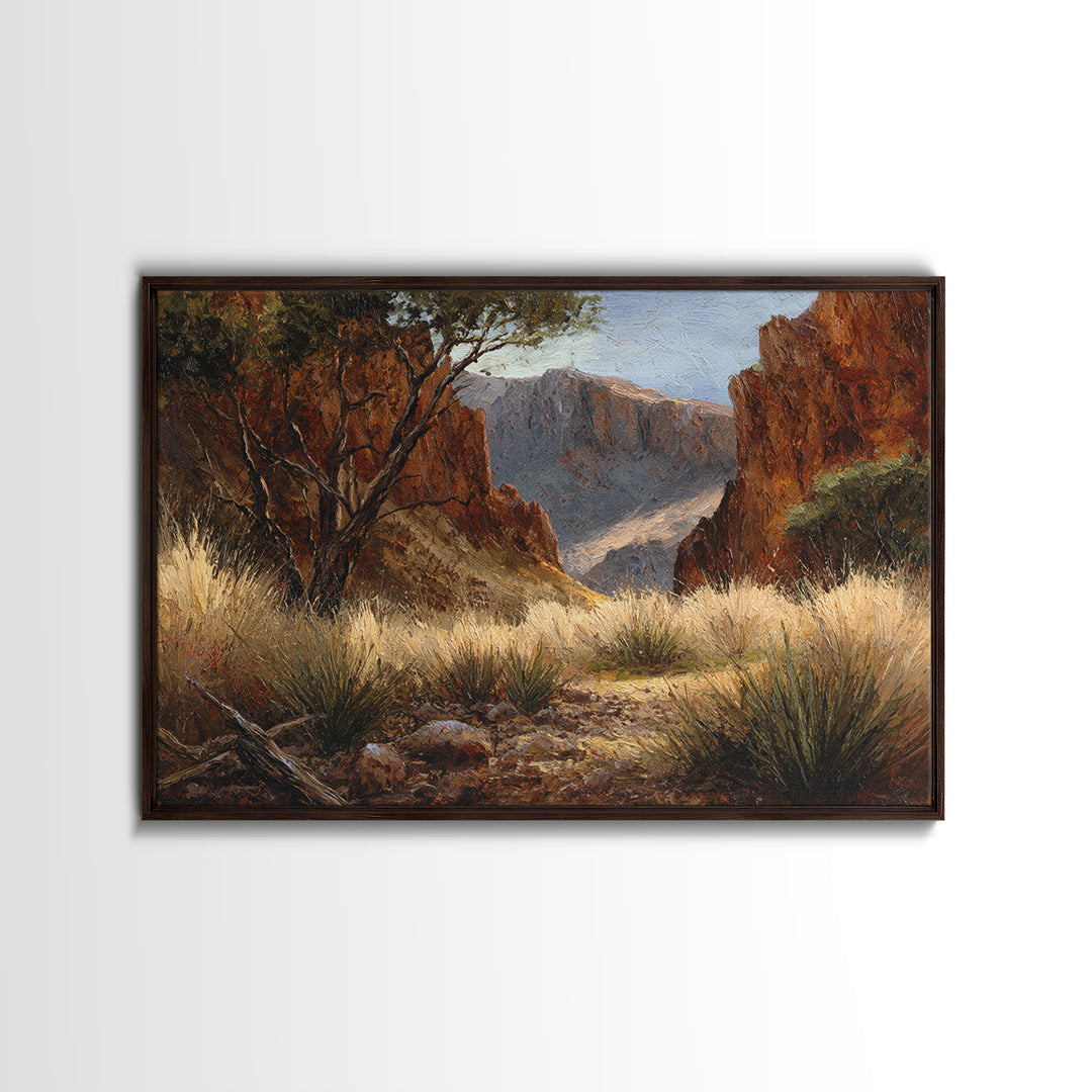 Red Canyon Walls Framed Canvas Print, Landscape Art, Fine Art Print, Living Room Decor, Fine Art, Horizon, Digital Prints, LAN-3x2-81