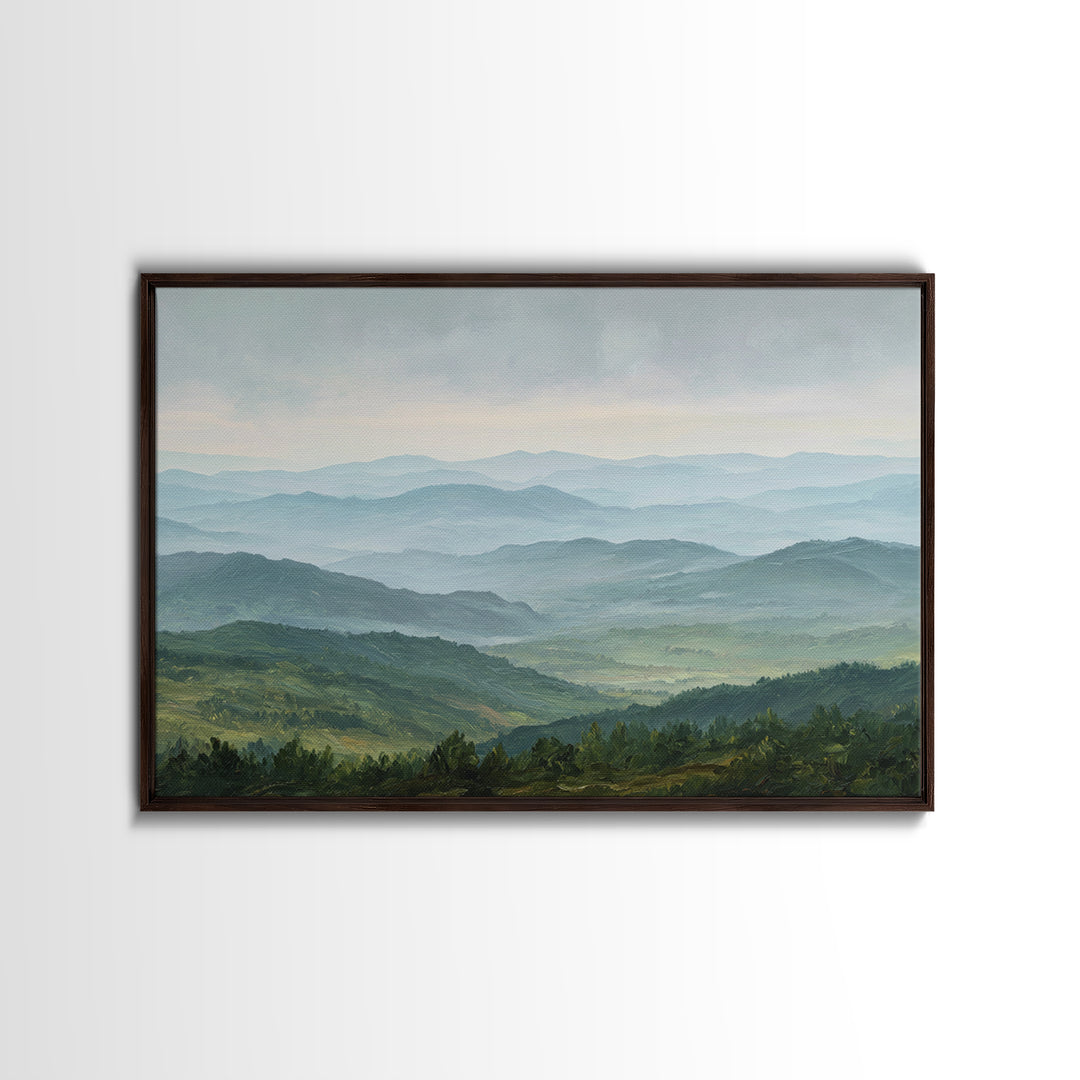 Rolling Green Hills Framed Canvas Print, Landscape Art, Floral Wall Art, Living Room Decor, Fine Art, Horizon, Minimalist Decor, LAN-3x2-82