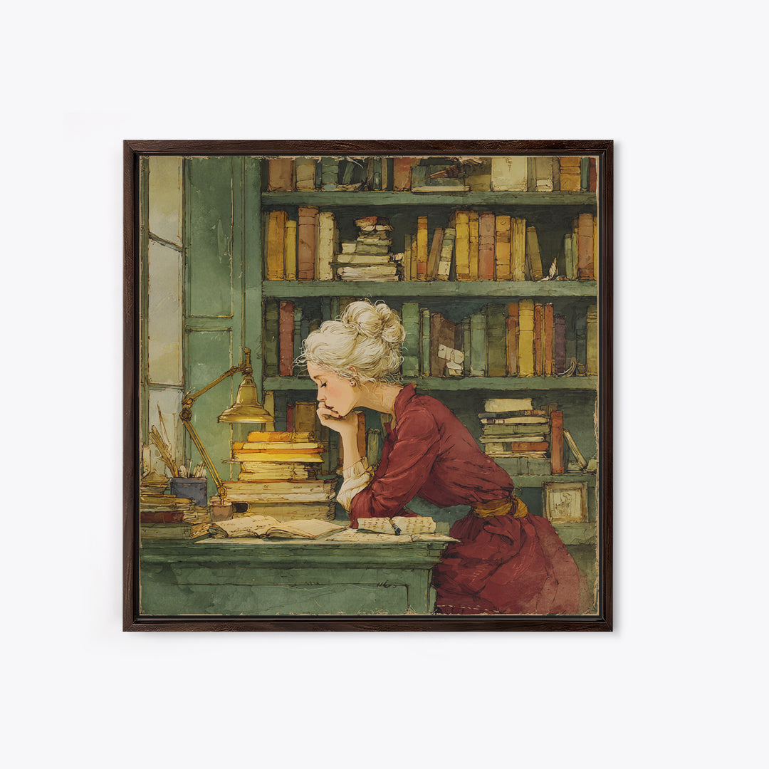 Classical Scholar Portrait Canvas Print, Library Art, Halloween Wall Decor, Library Decor, Oil Painting, Archive, LIB-1x1-10