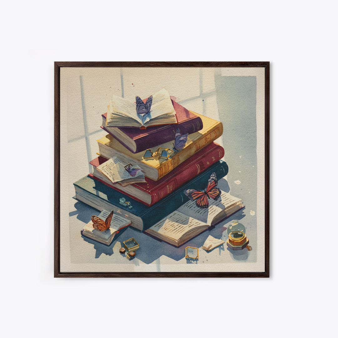 Book Pages Transforming into Butterflies Canvas Print, Library Art, Room Decor, Library Decor, Fine Art, Archive, Printable Art, LIB-1x1-91