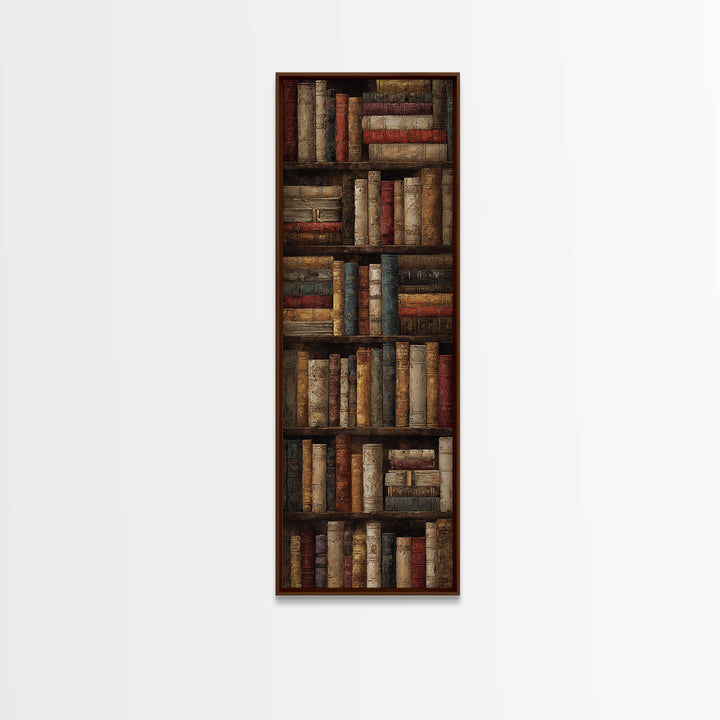 Library Shelf Pattern Framed Canvas Print, Library Art, Library Decor, Fine Art, Archive, Neutral Decor, Modern Decor, LIB-1x3-47