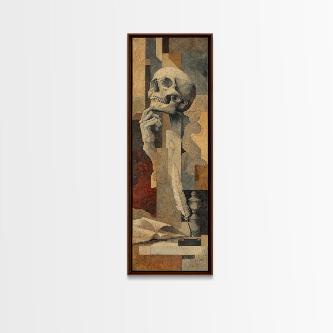 Renaissance Reading Figure Canvas Print, Library Art, Whimsical Art, Library Decor, Fine Art, Archive, Statement Artwork, LIB-1x3-59