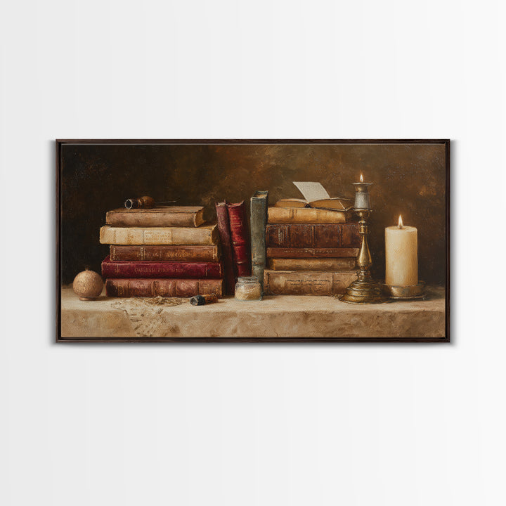 Renaissance Reading Figure Framed Canvas Print, Library Art, Printable Art, Library Decor, Fine Art, Archive, Bookish Decor, LIB-2x1-43