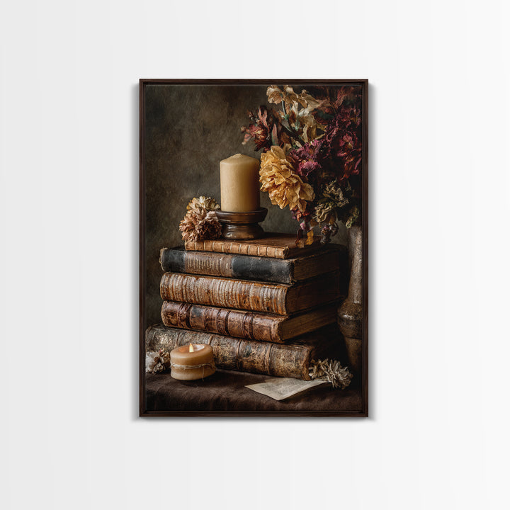 Old Books Stacked Canvas Print, Library Art, Book Art, Library Decor, Fine Art, Archive, Fine Art Print, Statement Artwork, LIB-2x3-57