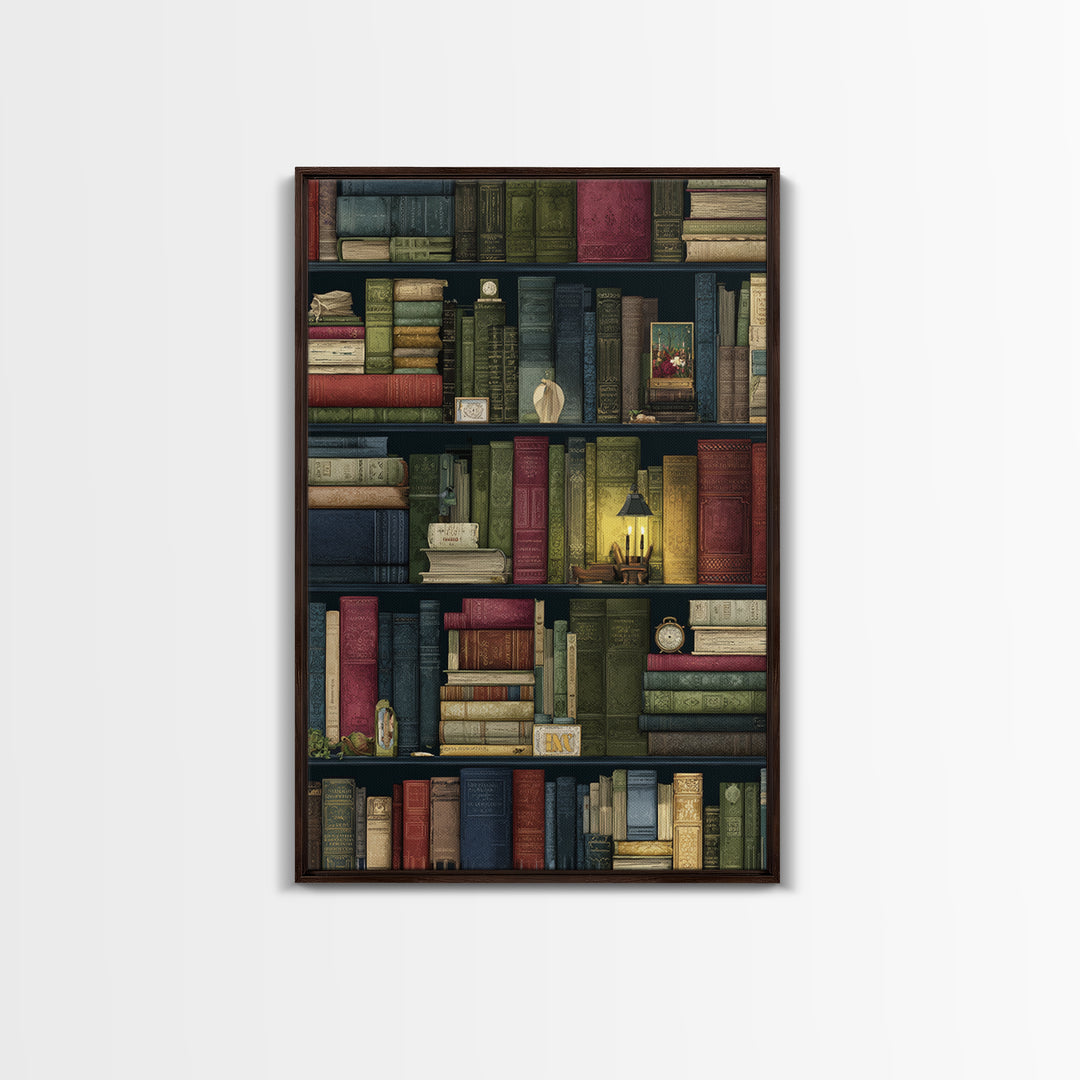 Library Shelf Pattern Canvas Print, Library Art, Gothic Wall Art, Library Decor, Fine Art, Archive, Bookish Wall Art, LIB-2x3-67