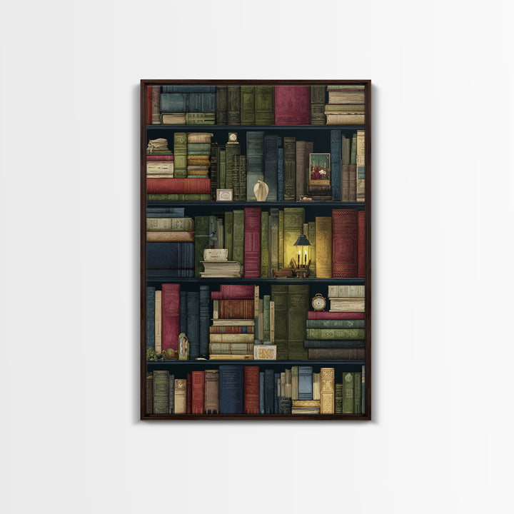 Library Shelf Pattern Canvas Print, Library Art, Gothic Wall Art, Library Decor, Fine Art, Archive, Bookish Wall Art, LIB-2x3-67