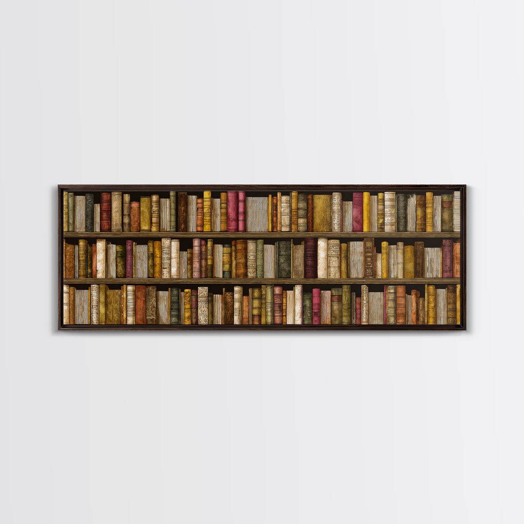 Library Shelf Pattern Canvas Print, Library Art, Fine Art Print, Library Decor, Fine Art, Archive, Painting, Digital Art, LIB-3x1-3