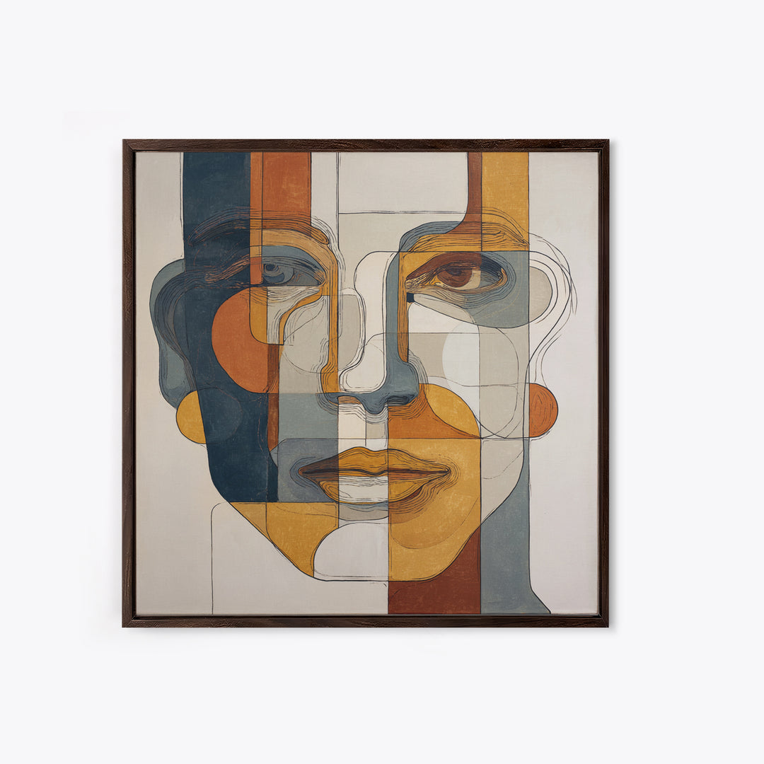Continuous Line Female Face Framed Canvas Print, Line Art, Textured Painting, Living Room Decor, Fine Art, Line, Canvas Art, LIN-1x1-1