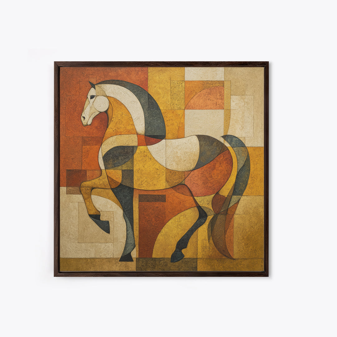 Abstract Horse Formed from Graceful Contour Framed Canvas Print, Line Art, Aesthetic Prints, Living Room Decor, Abstract Art, LIN-1x1-100
