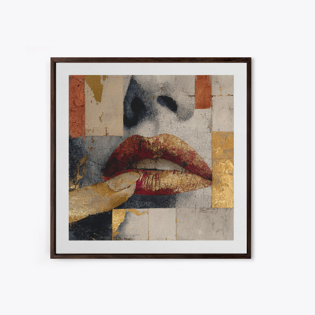 Abstract Lips and Hand Fashion Sketch Canvas Print, Line Art, Living Room Art, Living Room Decor, Abstract Art, Line, LIN-1x1-18