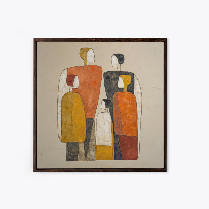 Abstract Family Figures Framed Canvas Print, Line Art, Portrait from Photo, Living Room Decor, Fine Art, Line, Luxury Decor, LIN-1x1-24