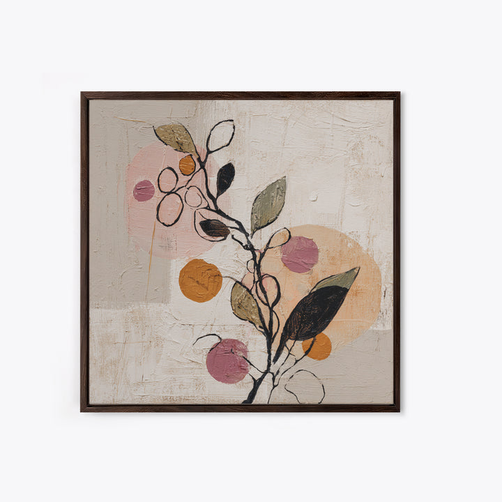 Botanical Branch Drawn Framed Canvas Print, Line Art, Modern Art, Living Room Decor, Oil Painting, Line, Neutral Decor, LIN-1x1-27