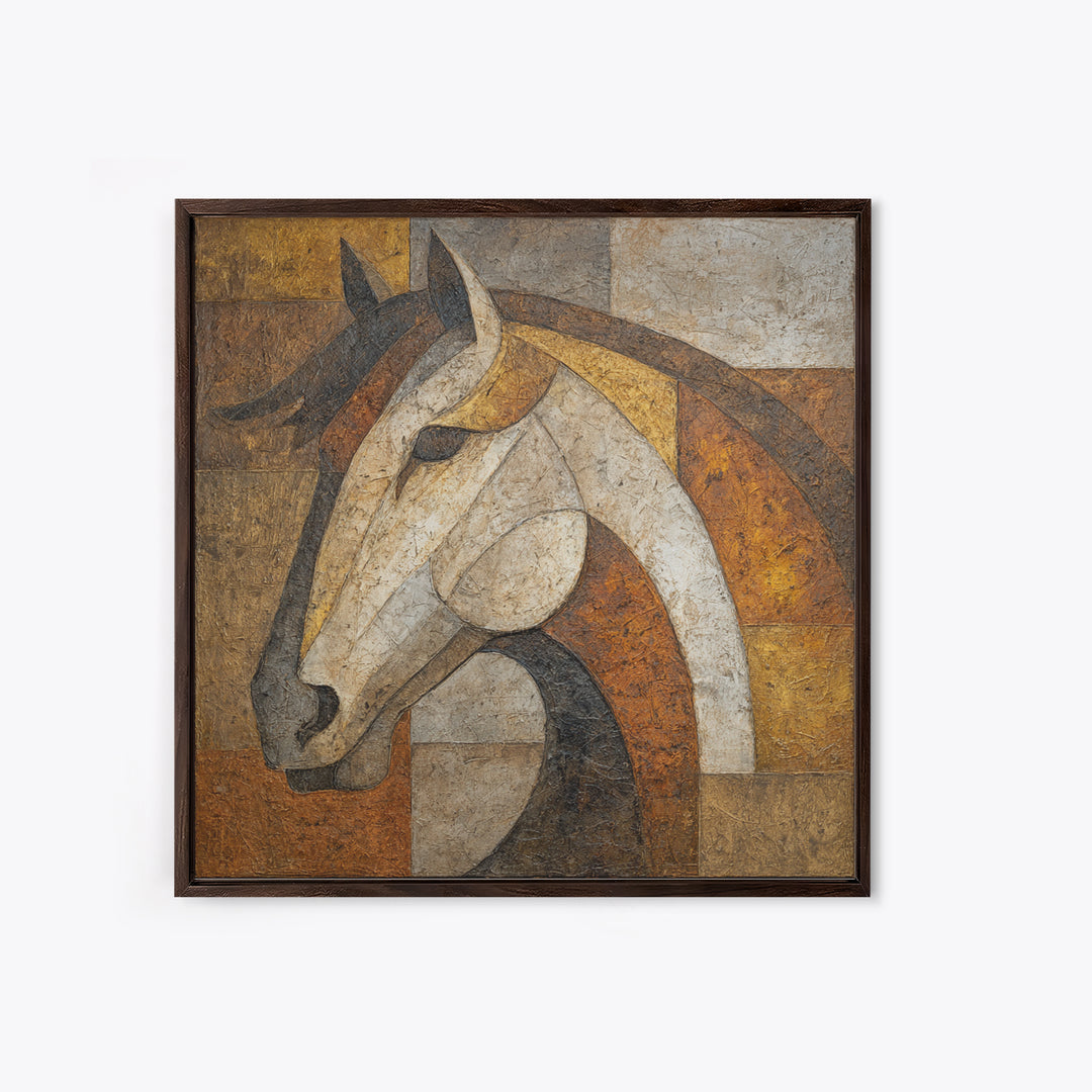 Abstract Horse Formed from Graceful Contour Framed Canvas Print, Line Art, Printable Wall Art, Living Room Decor, Line, LIN-1x1-28