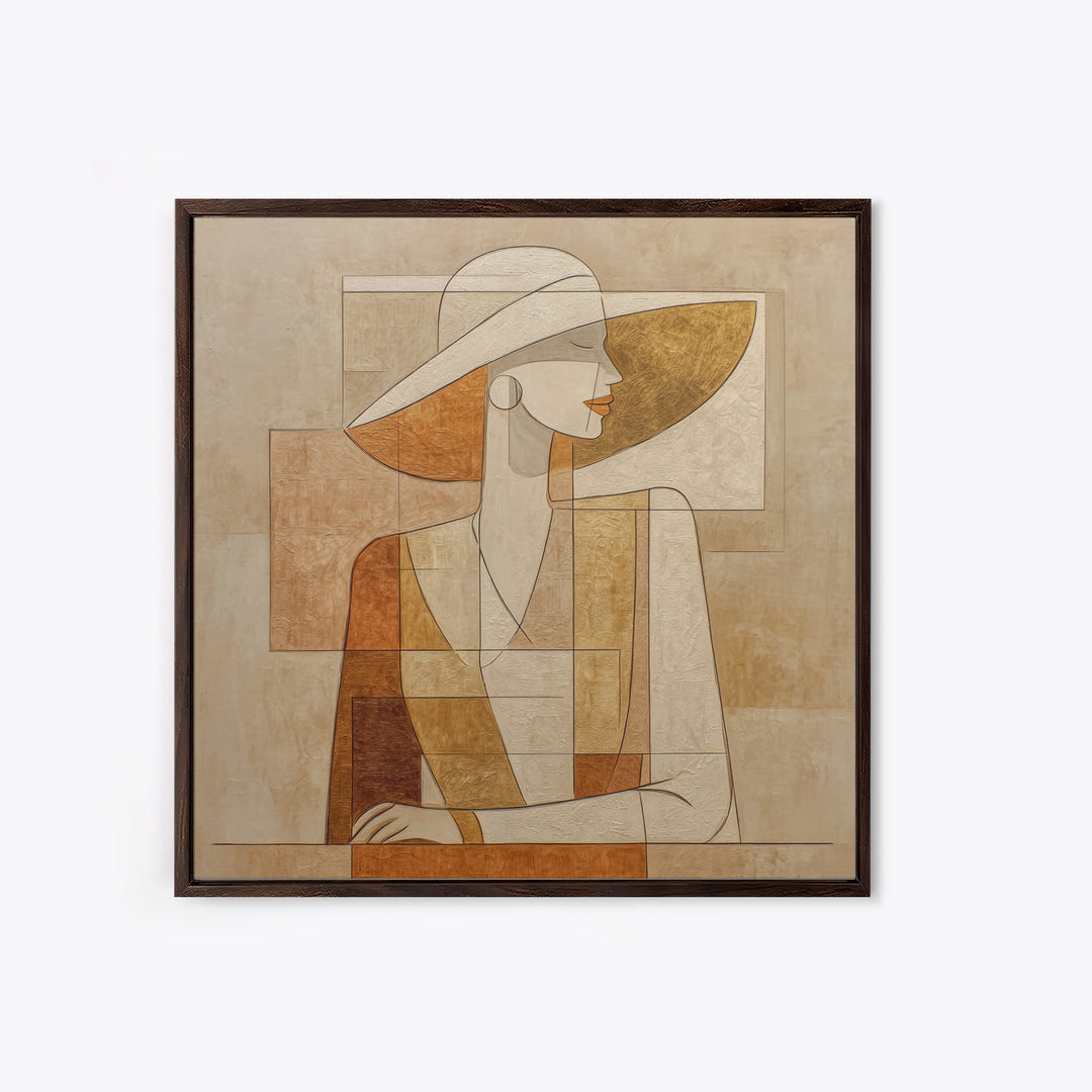 Line Drawing of a Woman Framed Canvas Print, Line Art, Portrait from Photo, Living Room Decor, Fine Art, Line, Luxury Decor, LIN-1x1-43