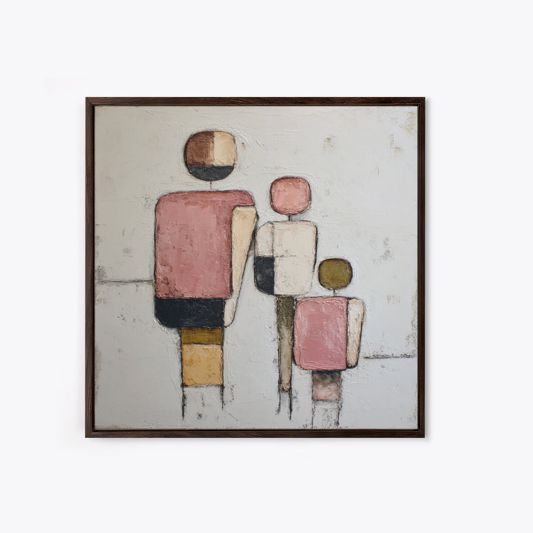 Abstract Family Figures Framed Canvas Print, Line Art, Decor, Living Room Decor, Fine Art, Line, Living Room Wall Art, LIN-1x1-48